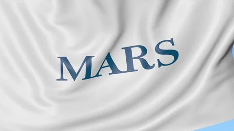 Waving flag with Mars Incorporated logo. Seamles loop 4K editorial animation Video stock 76512840