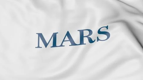 Waving flag with Mars Incorporated logo. Editorial 3D rendering Stock Illustration