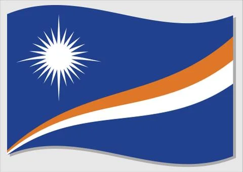 Waving flag of Marshall Islands vector graphic. Waving Marshallese flag illus Stock Illustration