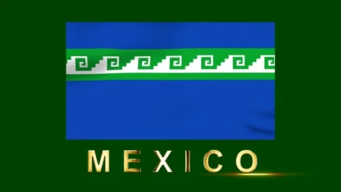 Waving flag of mexico with ancient indigenous patterns and golden letters Stock Footage 346543141