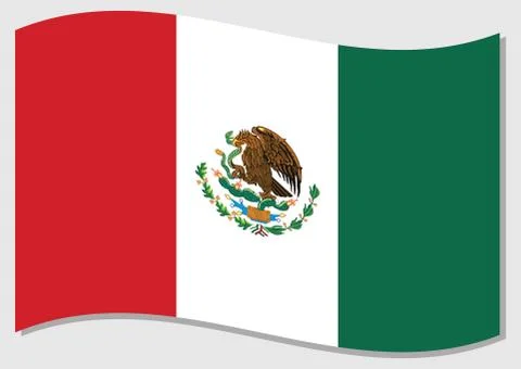 Waving flag of Mexico vector graphic. Waving Mexican flag illustration. Mexic Stock-Illustration