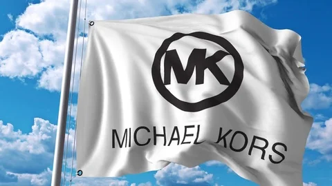 Waving flag with Michael Kors logo. 4K editorial animation Stock Footage 78015069