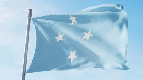 Waving Flag Of Micronesia Loop Stock Footage 127576864