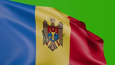Waving flag of Moldova on green screen. Moldovan flag animated on green screen. Stock Footage 314580370