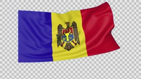 Waving flag of Moldova, seamless loop. Exact size, blue background. Part of all Stock Footage 64604198