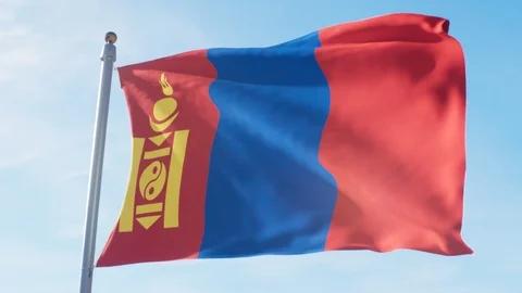 Waving Flag Of Mongolia Loop Stock Footage 127567923