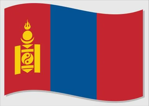 Waving flag of Mongolia vector graphic. Waving Mongolian flag illustration. M Illustrazione stock