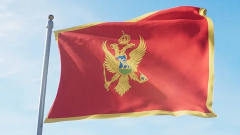 Waving Flag Of Montenegro Loop Stock Footage 127317234