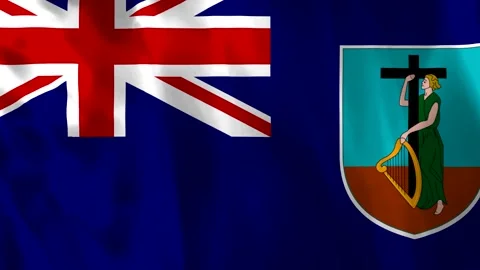 Waving flag of Montserrat featuring the British Blue Ensign and the coat of.. Vídeo Stock 343583075