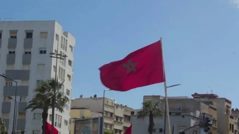 Waving flag of morocco Video stock 305936118