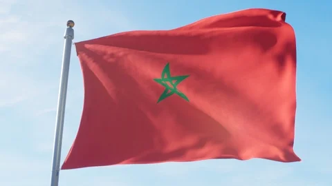 Waving Flag Of Morocco Loop Stock Footage 127398987