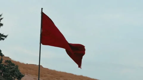 Waving Flag Of Morocco Over The Natural Landscape Stock Footage 314857546