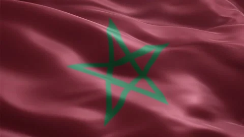 Waving Flag of Morocco Seamless Loop, Close-up, 1080p HD Stock Footage 321369669