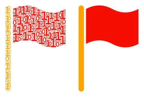 Waving Flag Mosaic of Binary Digits Stock Illustration