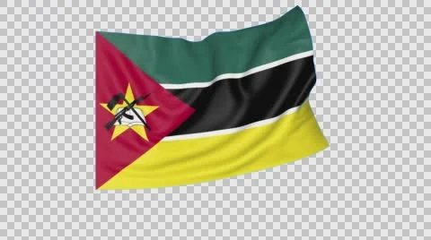 Waving flag of Mozambique, seamless loop. Exact size, blue background. Part of Stock Footage 64497755