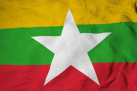Waving Flag of Myanmar in 3D rendering Stock Illustration