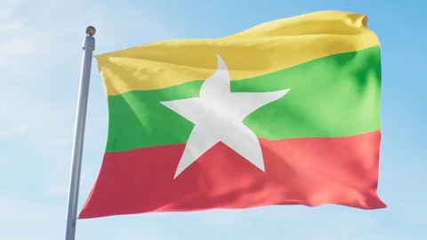 Waving Flag Of Myanmar Loop Stock Footage 127566807