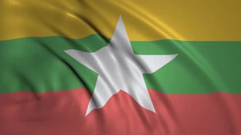 Waving Flag of Myanmar in the Wind Stock Footage 98125232