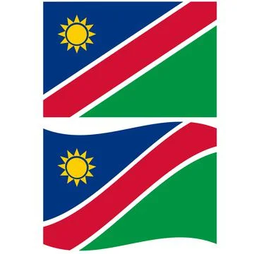 Waving flag of Namibia on white background. Namibia Flag. Stock Illustration