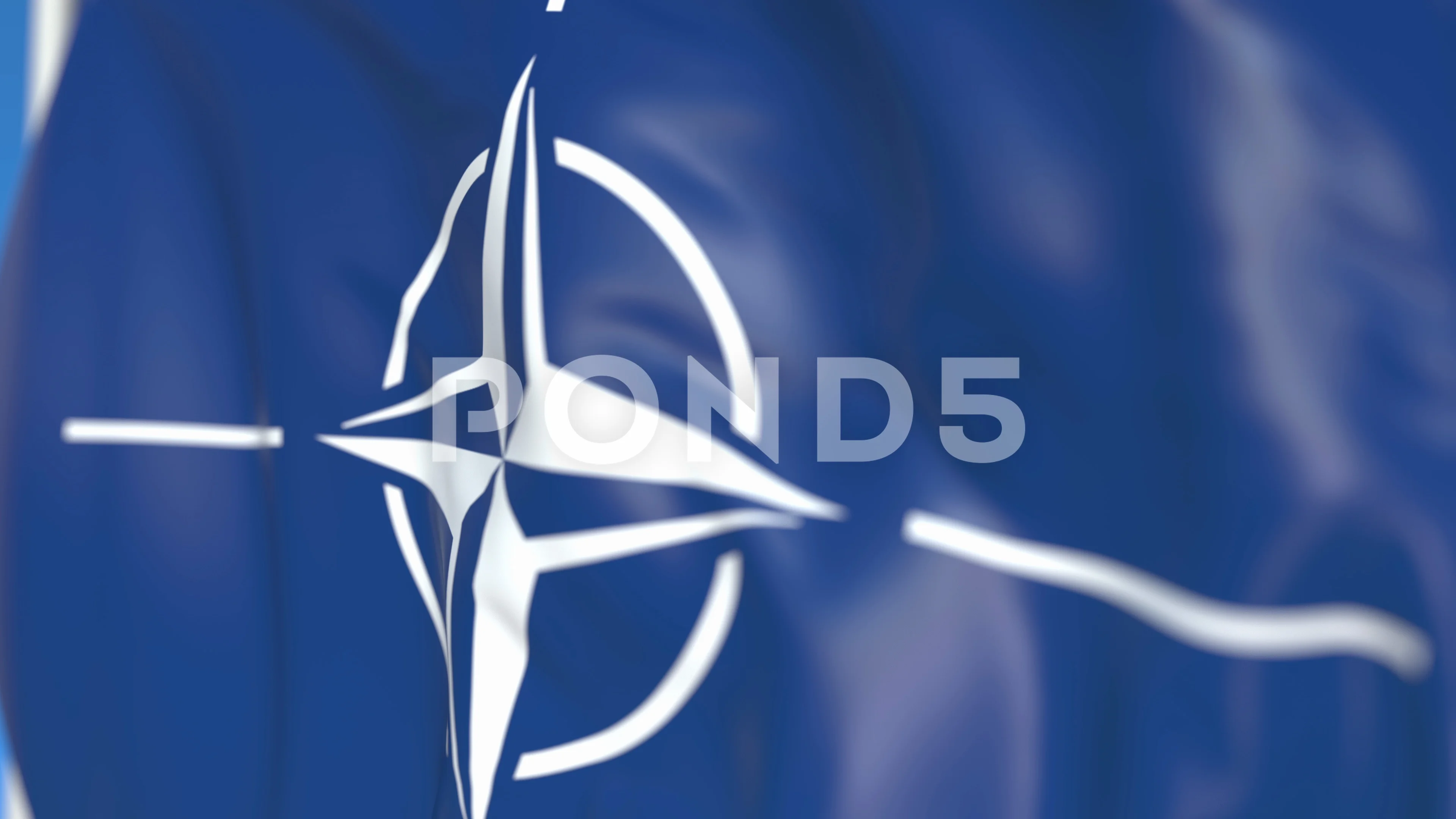 Waving Flag With Nato Logo Close Up Ed Stock Video Pond5