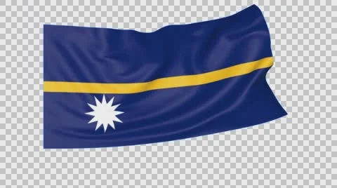 Waving flag of Nauru, seamless loop. Exact size, blue background. Part of all Stock Footage 64605317