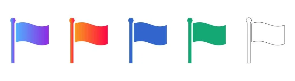 Waving Flag Navigation Icon Set 스톡 일러스트