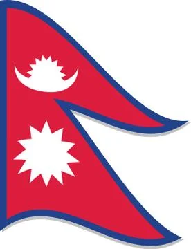 Waving flag of Nepal vector graphic. Waving Nepalese flag illustration. Nepal Illustrazione stock