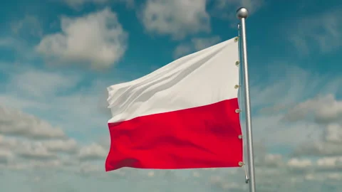 Waving flag of Netherlands, animation of flying around, fine clouds on the Stock Footage 238020153