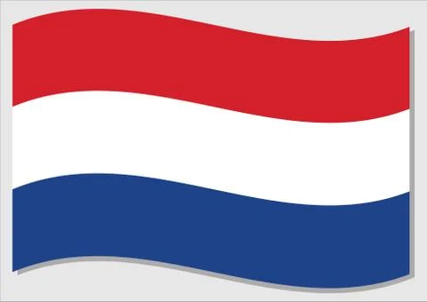 Waving flag of Netherlands vector graphic. Waving Dutch flag illustration. Ne Stock Illustration
