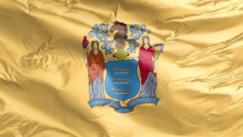 Waving flag of New Jersey State, NJ, USA. 4K Loop Stock Footage 260525542