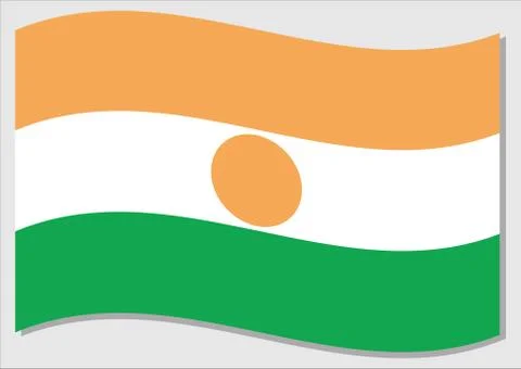Waving flag of Niger vector graphic. Waving Nigerien flag illustration. Niger Stock Illustration