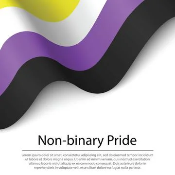 Waving flag of Non-binary pride on white background. Banner or ribbon templat Stock Illustration