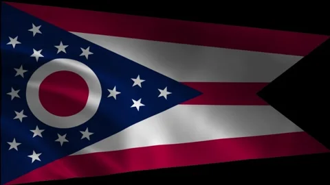 Waving Flag of Ohio State Loop - 4K USA Banner Stock Footage 340030153