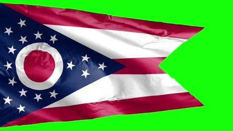 Waving flag of Ohio State, OH, USA. 4K Loop Stock Footage 260525599