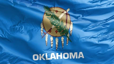 Waving flag of Oklahoma State, OK, USA. 4K Loop Stock Footage 260525634