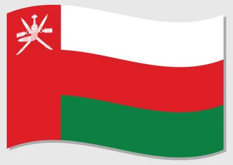 Waving flag of Oman vector graphic. Waving Omani flag illustration. Oman coun Stock-Illustration