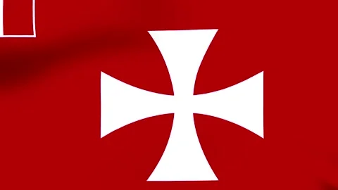 Waving flag of the Order of Malta with red background and white cross Stock Footage 346546198
