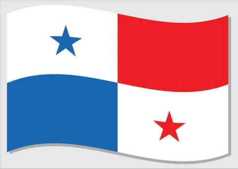 Waving flag of Panama vector graphic. Waving Panamanian flag illustration. Pa Illustration