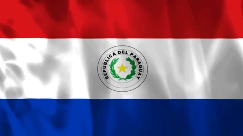 Waving flag of Paraguay featuring the official national emblem with red whi.. Video stock 343583186