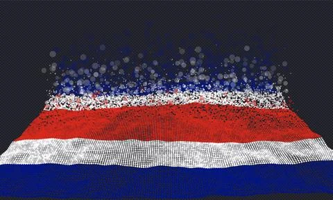 Waving flag particles vector illustration. This national flag is composed o.. Stock Illustration