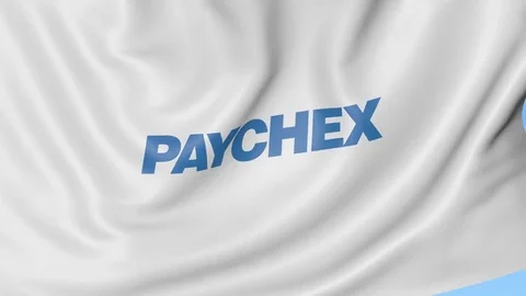 Waving flag with Paychex logo. Seamles loop 4K editorial animation Stock Footage