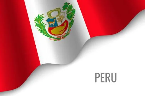 Waving flag of Peru with copyspace. Template for brochure. vector illustratio Stock-Illustration
