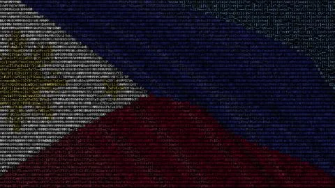 Waving flag of Philippines made of text symbols on a computer screen. Conceptual Stockillustratie
