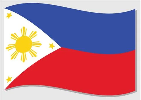 Waving flag of Philippines vector graphic. Waving Filipino flag illustration. Stock Illustration