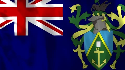 Waving flag of the Pitcairn Islands featuring the Union Jack and the nation.. Vídeos de archivo 343583734