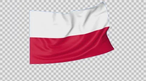 Waving flag of Poland, seamless loop. Exact size, blue background. Part of all Stock Footage 64625177