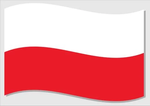 Waving flag of Poland vector graphic. Waving Polish flag illustration. Poland Stock Illustration