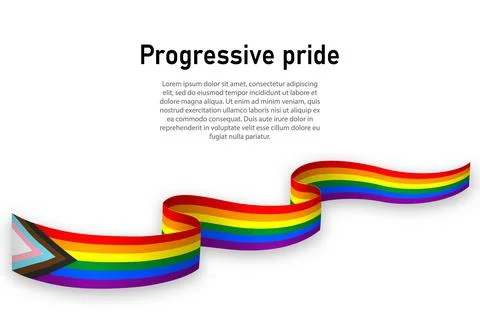 Waving flag of Progressive pride on white background. Ilustração Stock