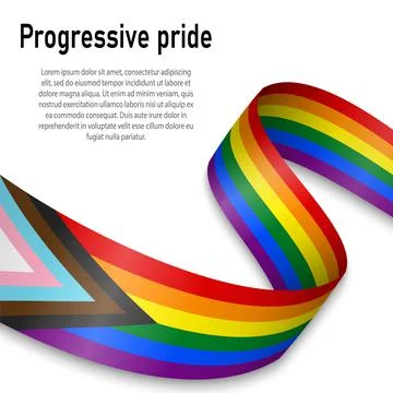 Waving flag of Progressive pride on white background. Stock Illustration