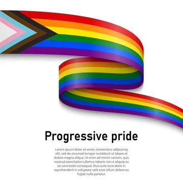 Waving flag of Progressive pride on white background. Stock Illustration